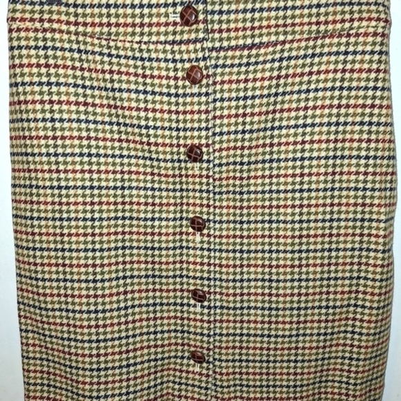 Talbots wool-blend houndstooth button front skirt - Picture 2 of 7